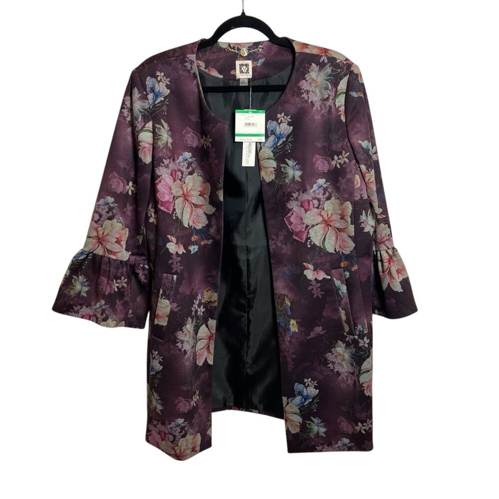 NWT MSRP $159 Anne Klein Floral Tapestry Blazer Jacket - Size L